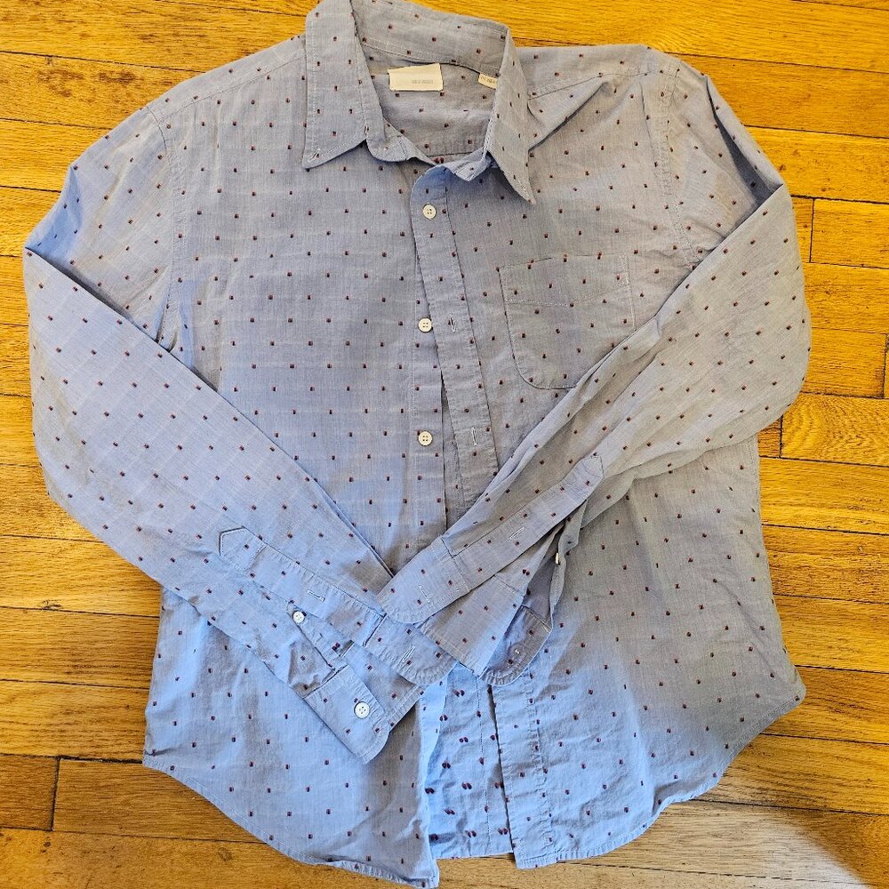 Band of Outsiders Button Up - light blue embroidered Double Dot in Size 3